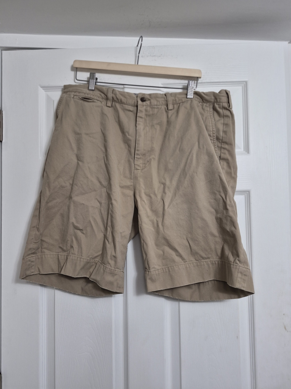 Ralph Lauren Beige Flat-Front Cotton Shorts